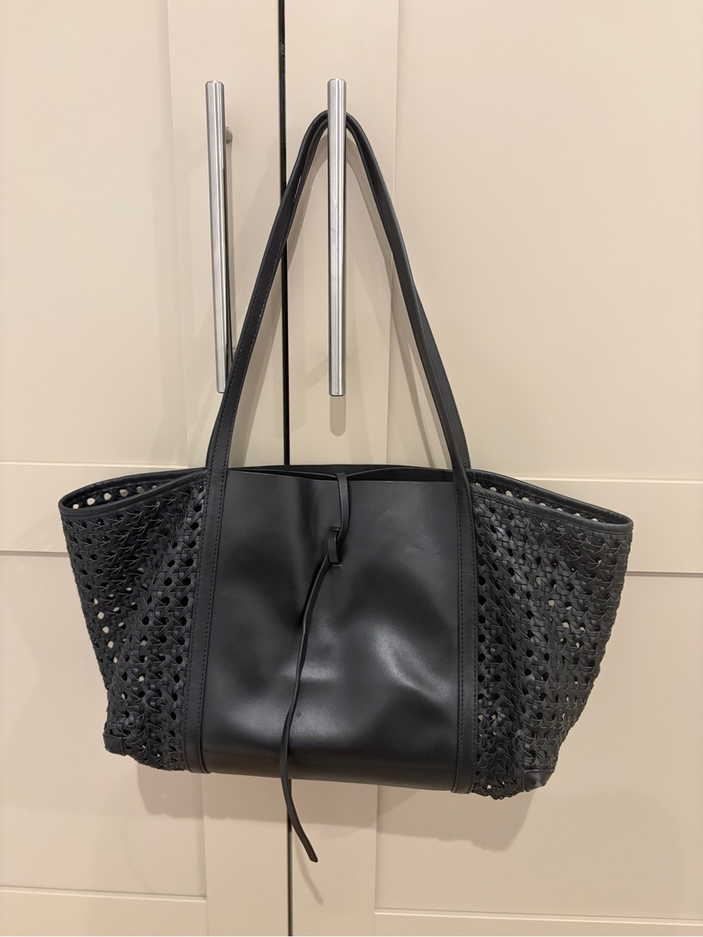 Black rattan shoulder bag Kara + Barney’s colab